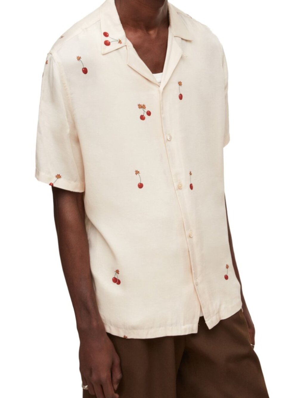 AllSaints Cherry Button Up Shirt Men Small Relaxed Short Sleeve
